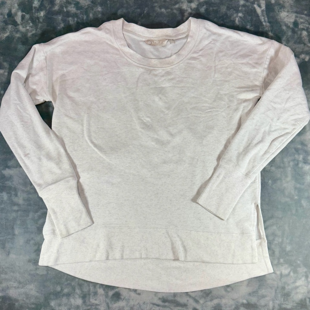 Athleta Coaster Luxe Sweatshirt Crewneck Womens M Heather Gray